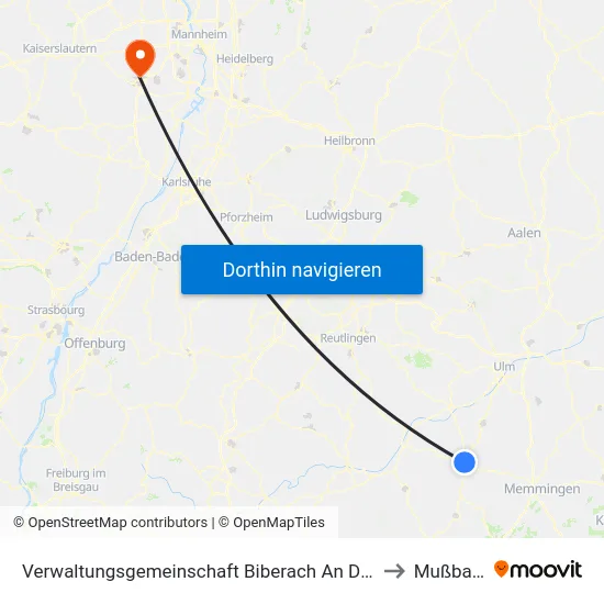 Verwaltungsgemeinschaft Biberach An Der Riß to Mußbach map