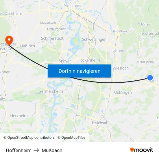 Hoffenheim to Mußbach map