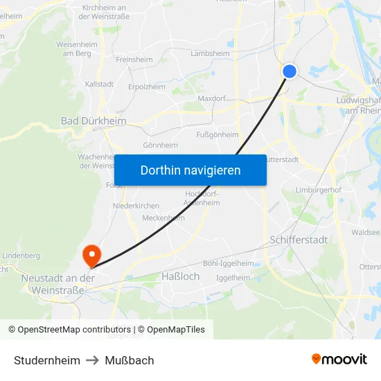 Studernheim to Mußbach map