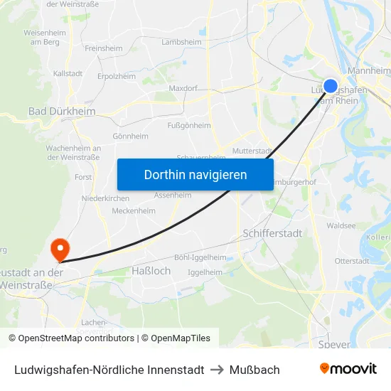 Ludwigshafen-Nördliche Innenstadt to Mußbach map