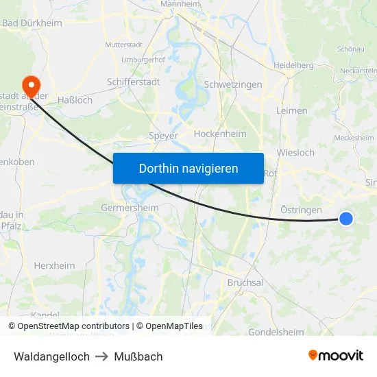 Waldangelloch to Mußbach map