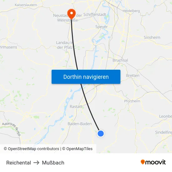 Reichental to Mußbach map