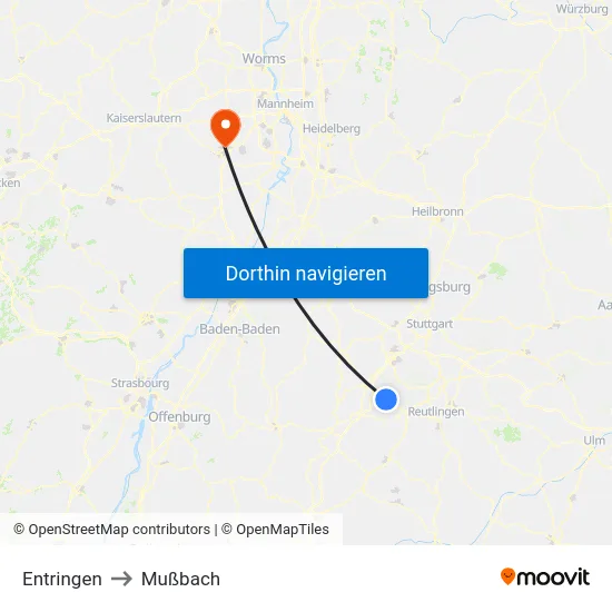 Entringen to Mußbach map