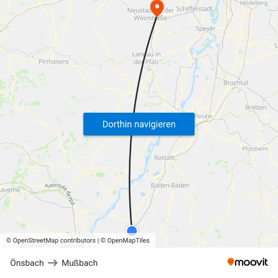 Önsbach to Mußbach map