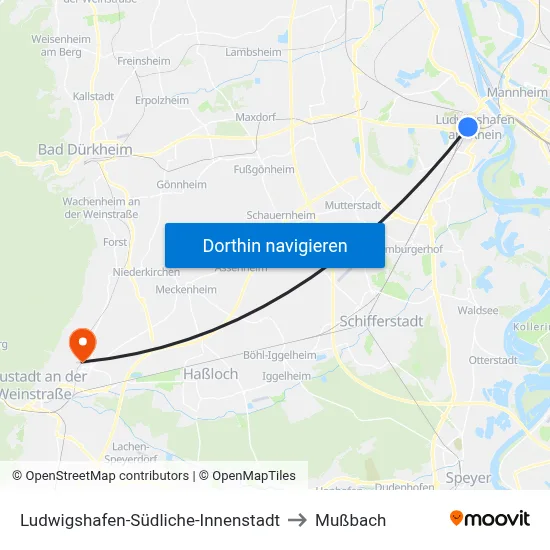 Ludwigshafen-Südliche-Innenstadt to Mußbach map