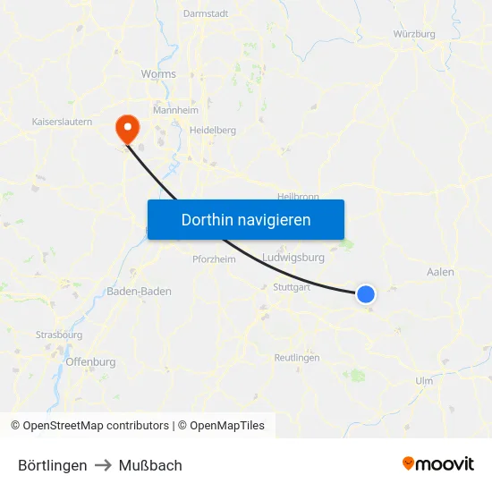 Börtlingen to Mußbach map