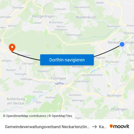 Gemeindeverwaltungsverband Neckartenzlingen to Kayh map