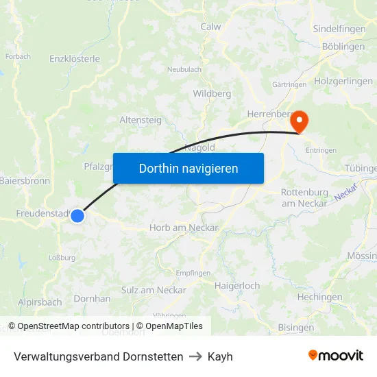 Verwaltungsverband Dornstetten to Kayh map