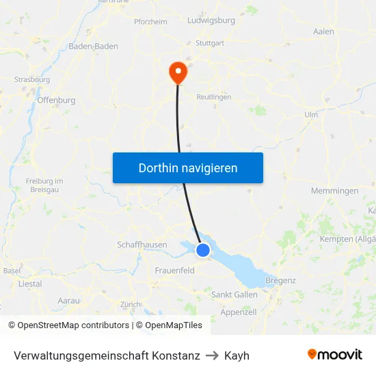 Verwaltungsgemeinschaft Konstanz to Kayh map