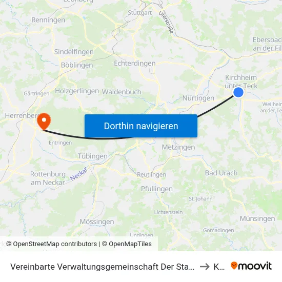 Vereinbarte Verwaltungsgemeinschaft Der Stadt Kirchheim Unter Teck to Kayh map