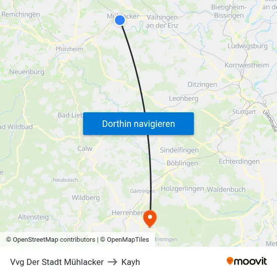 Vvg Der Stadt Mühlacker to Kayh map