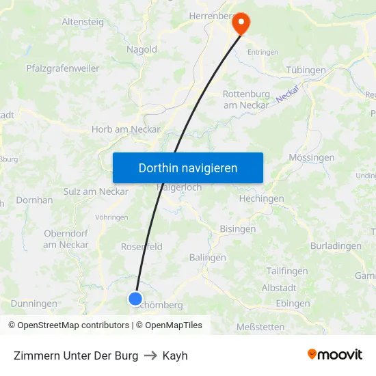 Zimmern Unter Der Burg to Kayh map