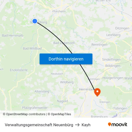 Verwaltungsgemeinschaft Neuenbürg to Kayh map