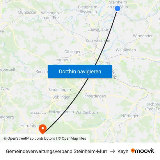 Gemeindeverwaltungsverband Steinheim-Murr to Kayh map