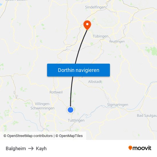 Balgheim to Kayh map