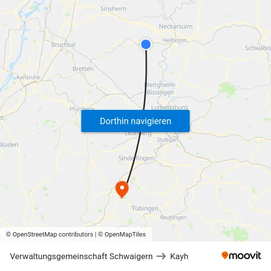 Verwaltungsgemeinschaft Schwaigern to Kayh map