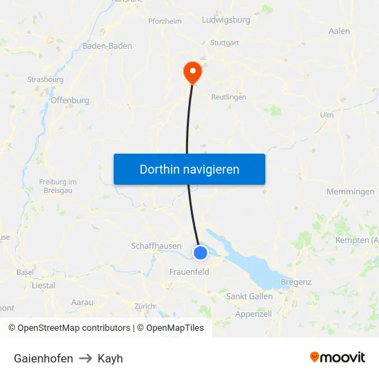 Gaienhofen to Kayh map