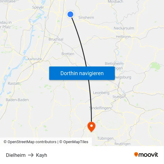 Dielheim to Kayh map