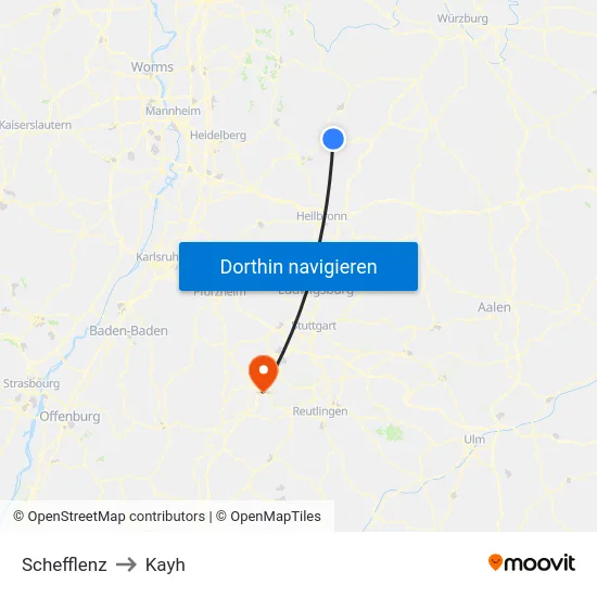 Schefflenz to Kayh map