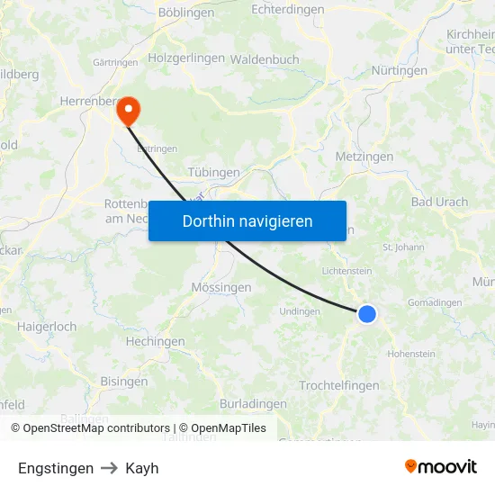 Engstingen to Kayh map