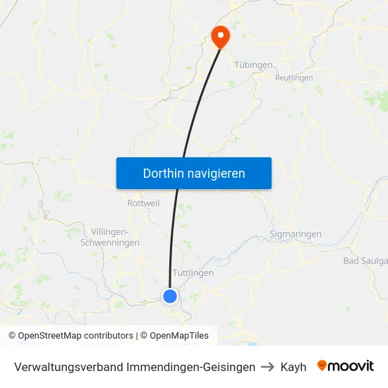 Verwaltungsverband Immendingen-Geisingen to Kayh map