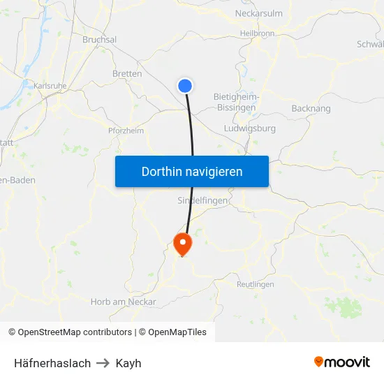 Häfnerhaslach to Kayh map