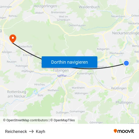 Reicheneck to Kayh map