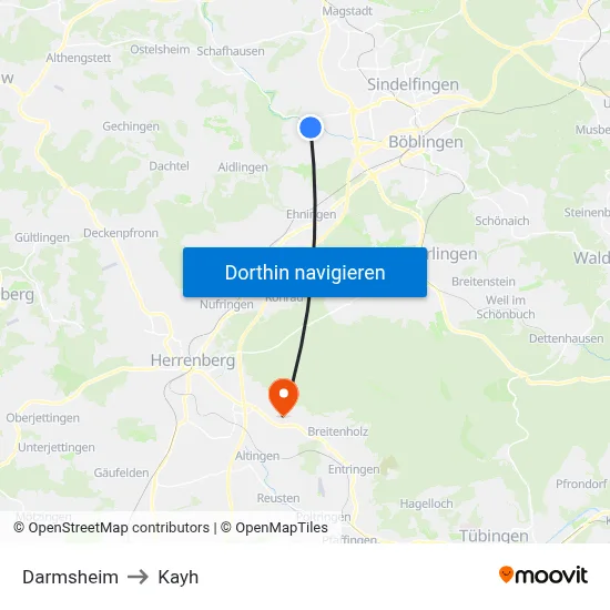 Darmsheim to Kayh map