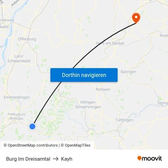 Burg Im Dreisamtal to Kayh map