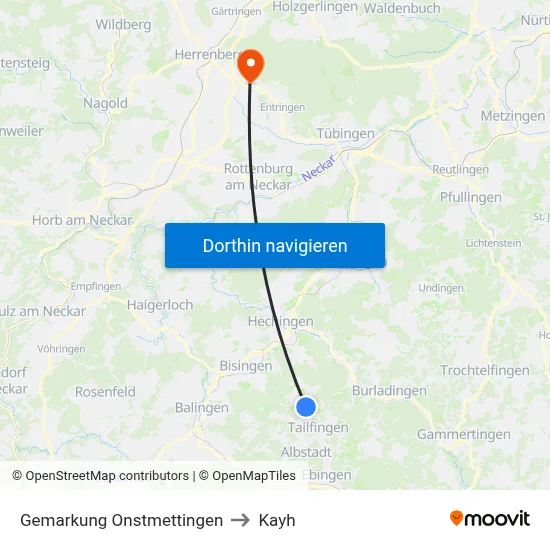 Gemarkung Onstmettingen to Kayh map