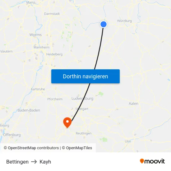 Bettingen to Kayh map