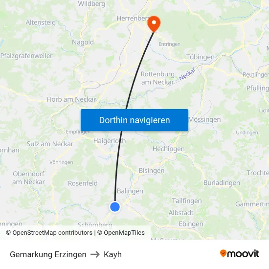 Gemarkung Erzingen to Kayh map