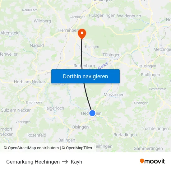 Gemarkung Hechingen to Kayh map