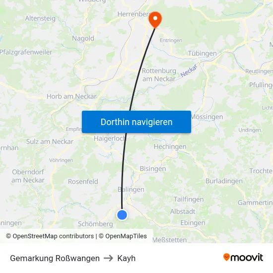 Gemarkung Roßwangen to Kayh map