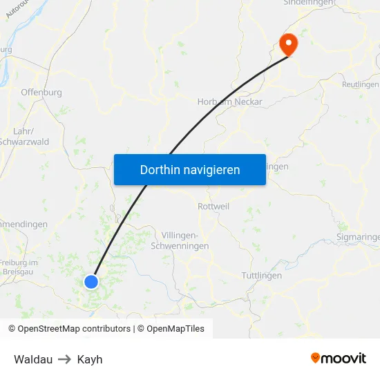 Waldau to Kayh map