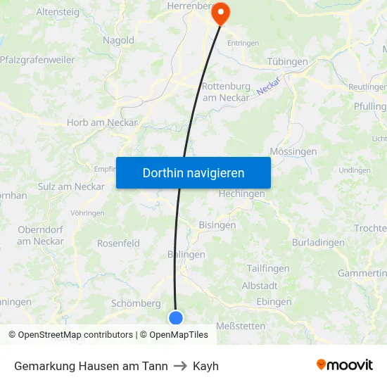 Gemarkung Hausen am Tann to Kayh map