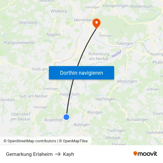 Gemarkung Erlaheim to Kayh map