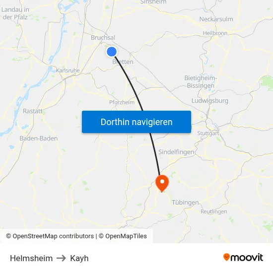 Helmsheim to Kayh map