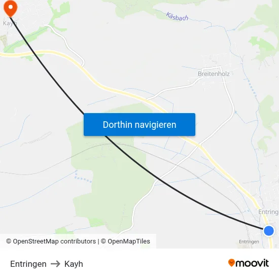 Entringen to Kayh map