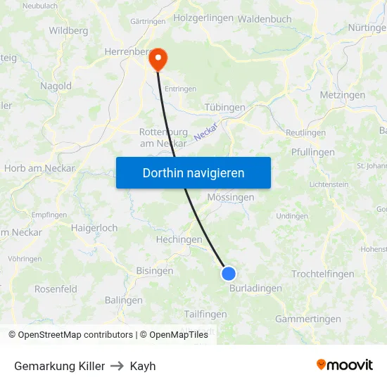 Gemarkung Killer to Kayh map