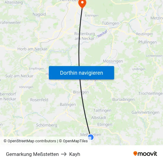 Gemarkung Meßstetten to Kayh map