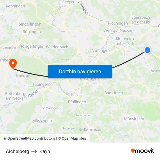 Aichelberg to Kayh map