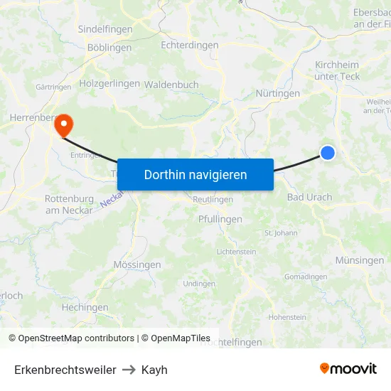 Erkenbrechtsweiler to Kayh map