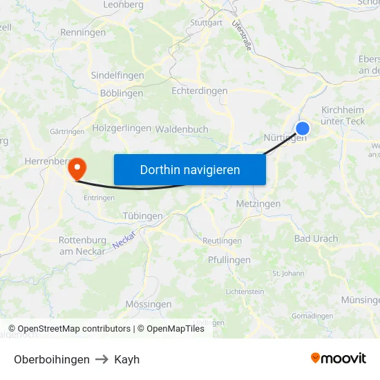 Oberboihingen to Kayh map