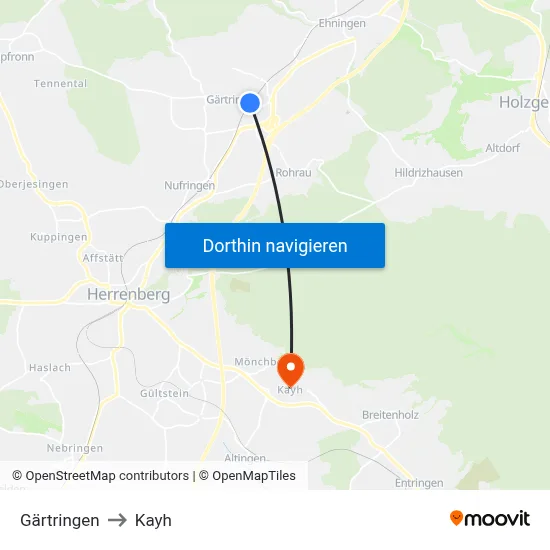 Gärtringen to Kayh map