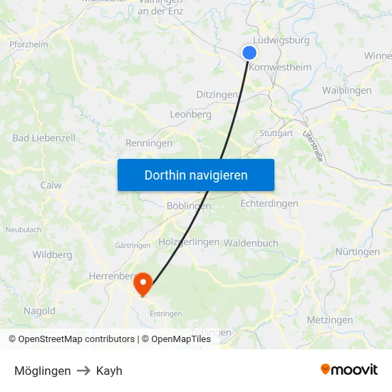 Möglingen to Kayh map