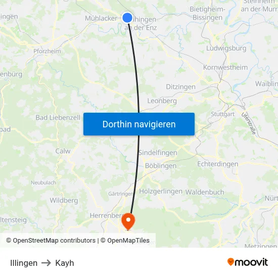 Illingen to Kayh map