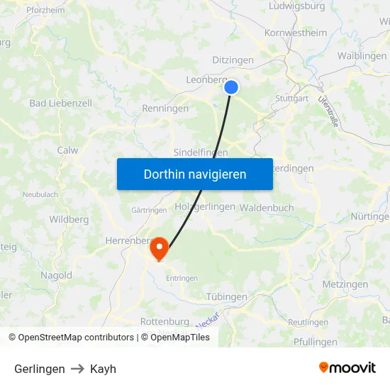 Gerlingen to Kayh map