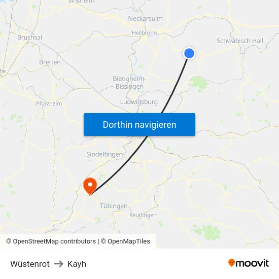 Wüstenrot to Kayh map