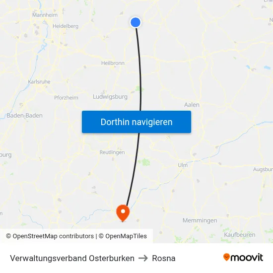 Verwaltungsverband Osterburken to Rosna map